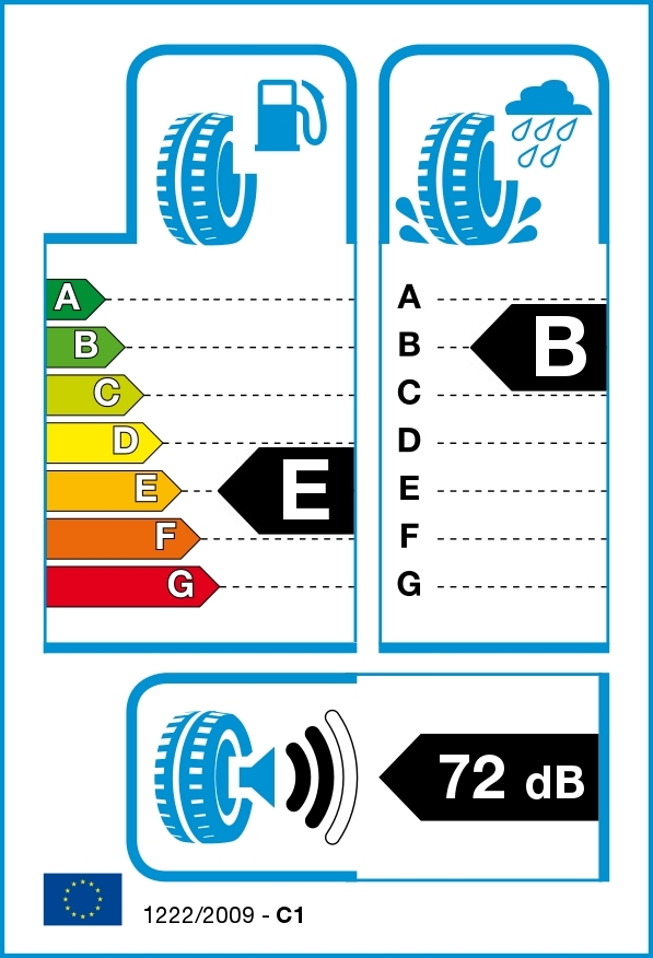 Continental ContiPremiumContact 2 tire in size 235/55 R18 104Y XL AO, featuring a fuel efficiency rating of E, wet grip rating of B, and noise level of 72 dB.