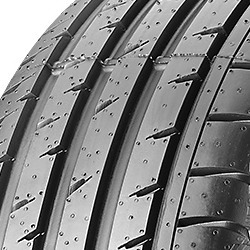 Black rubber tire with a tread pattern designed for performance, featuring a kerbing rib and labeled as Continental ContiSportContact 3, size 195/40 R17 81V XL.