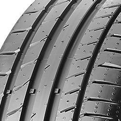 Black high-performance tire with a sleek tread pattern, featuring a kerbing rib, labeled "Continental ContiSportContact 5 P 245/35 ZR21 96Y XL EVc, T0."