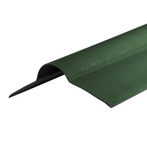 Green corrugated bitumen ridge, measuring 930mm, featuring a textured surface and a slight curve at the edges for effective water drainage.
