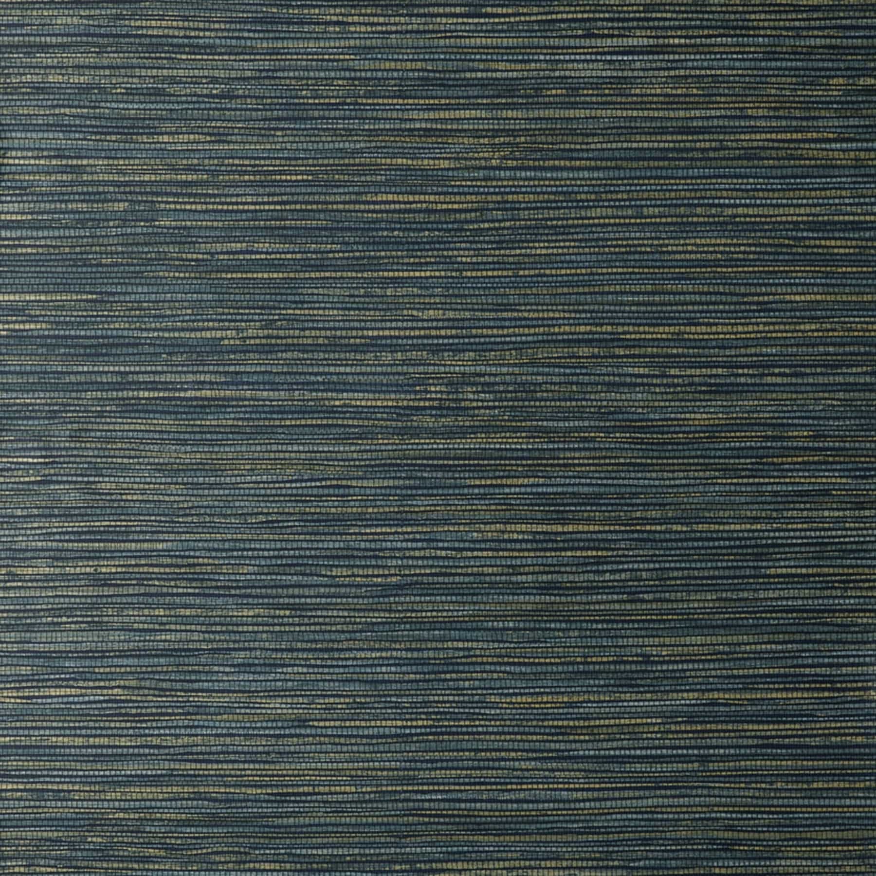 Navy textured grasscloth wallpaper featuring metallic gold accents, creating a luxurious and sophisticated feature wall design.