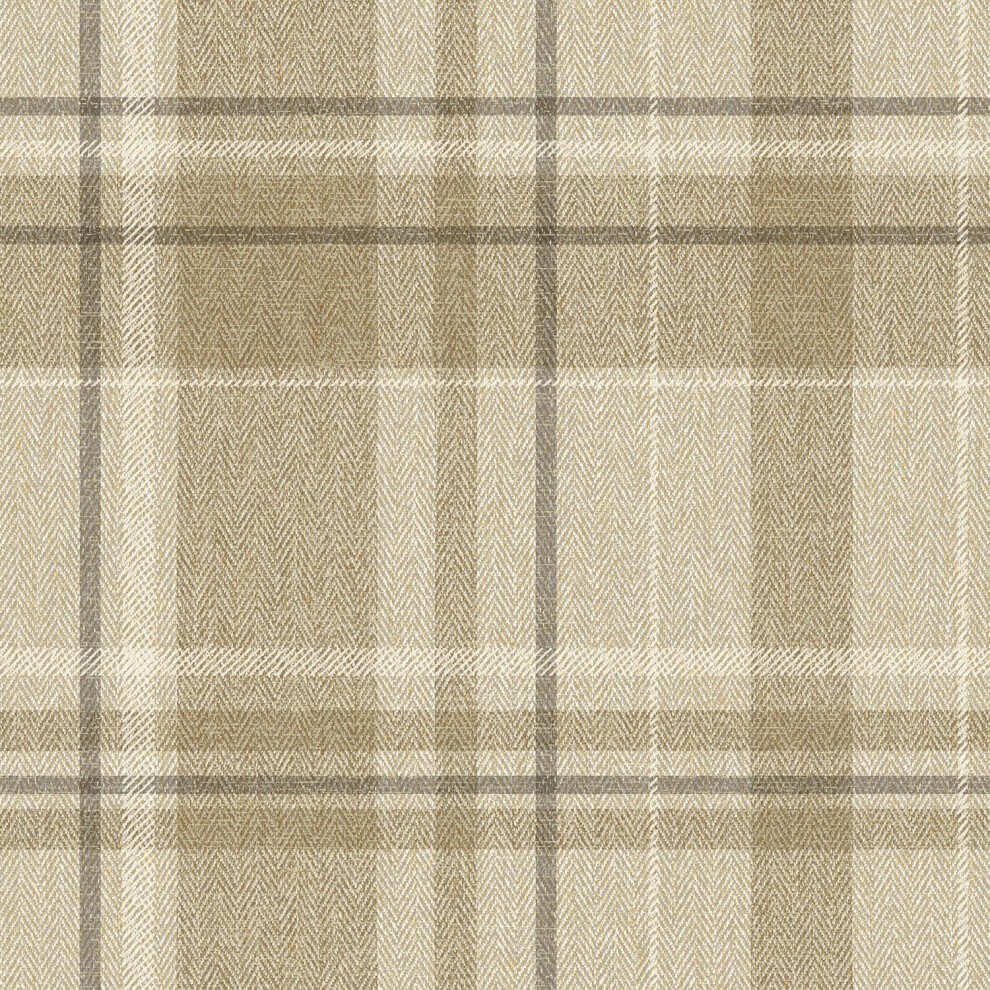 Luxury cream wallpaper featuring a herringbone check pattern in natural tones, mimicking Harris Tweed fabric with a textured, woven appearance.