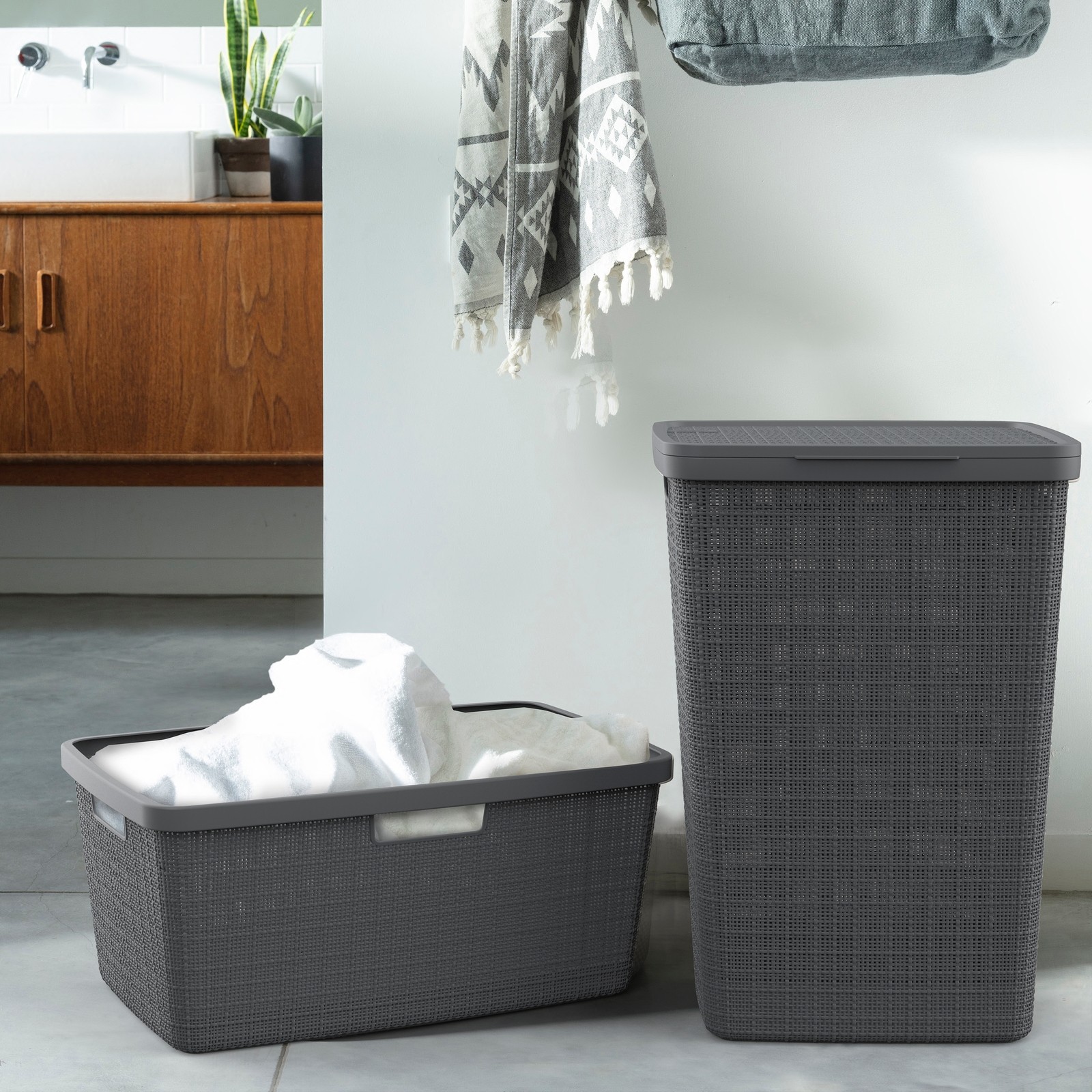 Curver Jute Deep Shadow Laundry Basket with 4 Handles - image 2