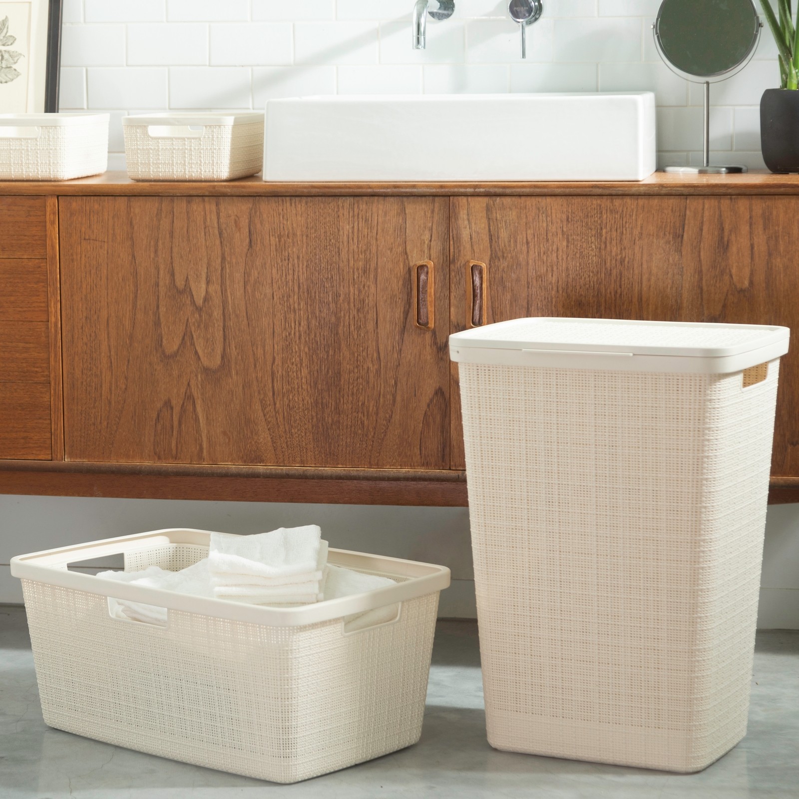 Curver Jute Off White Laundry Basket with 4 Handles - image 2