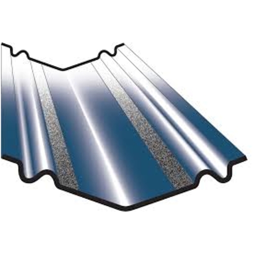 Grey valley trough tile with a corrugated design, measuring 380mm x 3m, featuring a smooth metallic finish and textured surface for enhanced durability.