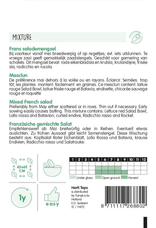 De Ree Lettuce Mixed Salad Leaves Seeds Packet - image 2
