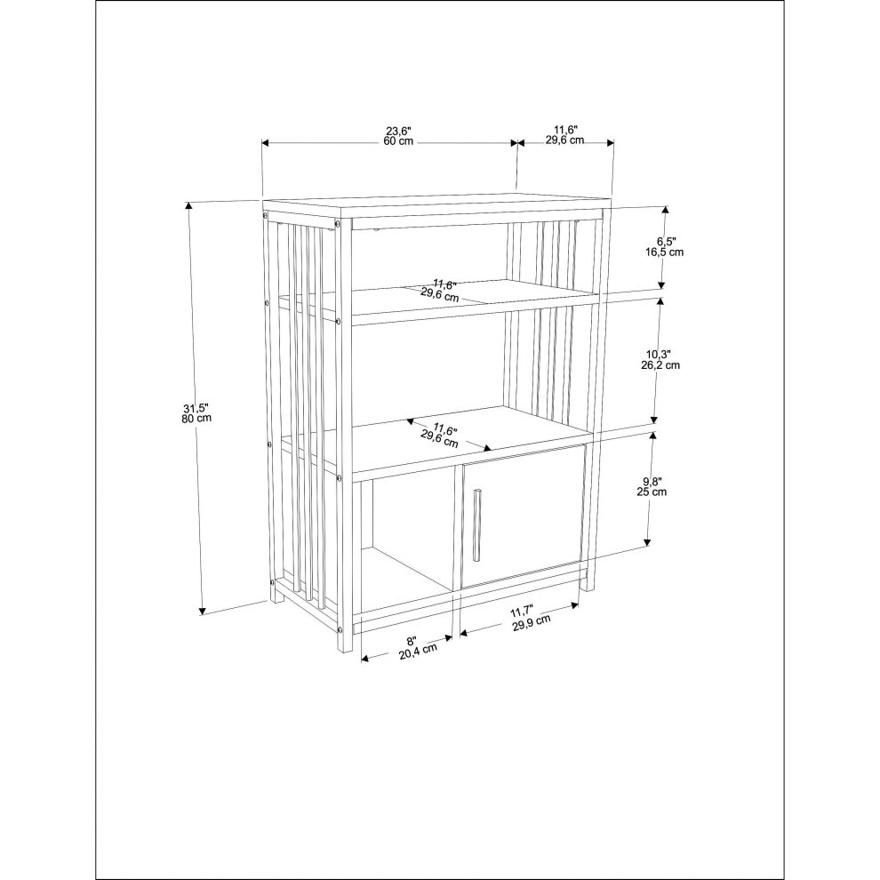 Decorotika Letos Green and Gold Single Door 3 Tier Bookcase - image 5