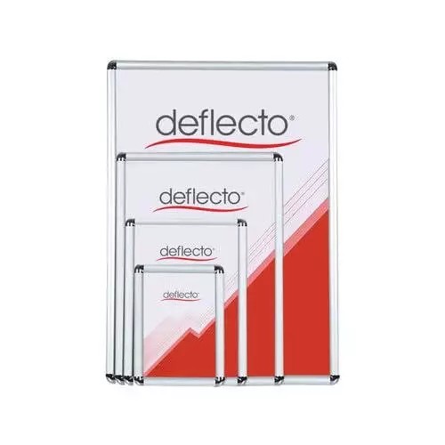 Silver A4 snap frame with rounded corners, featuring a clear plastic front and a sturdy backing, ideal for displaying posters or information.