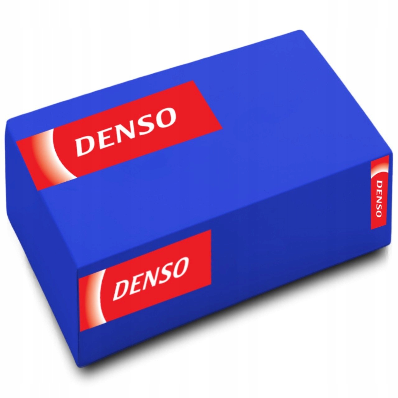 Bright blue packaging box with prominent red DENSO logos on two sides, featuring a smooth, glossy finish.