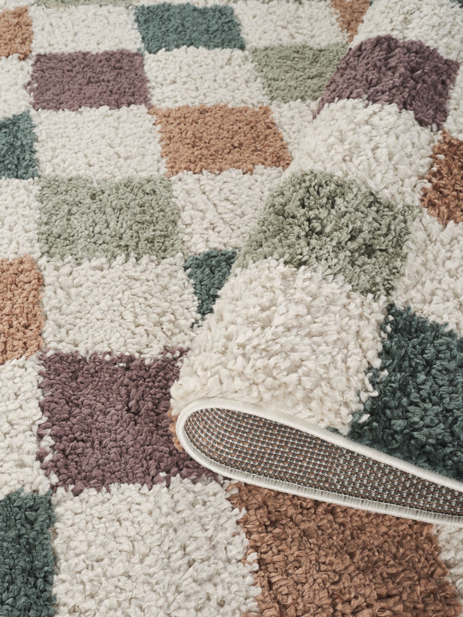 Desire Rugs Chester Shaggy Chequered Multicolour Rug 160 x 230cm - image 4