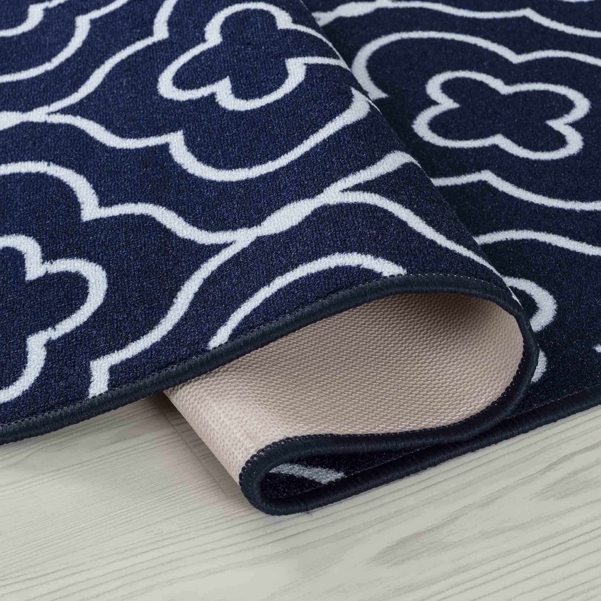 Desire Rugs Navy Anti Slip Quatrefoil Design Door Mat 120 x 160cm - image 4