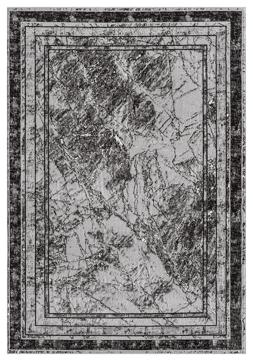 Desire Rugs Obsidian Abstract Frame Grey Rug 200 x 290cm - image 3
