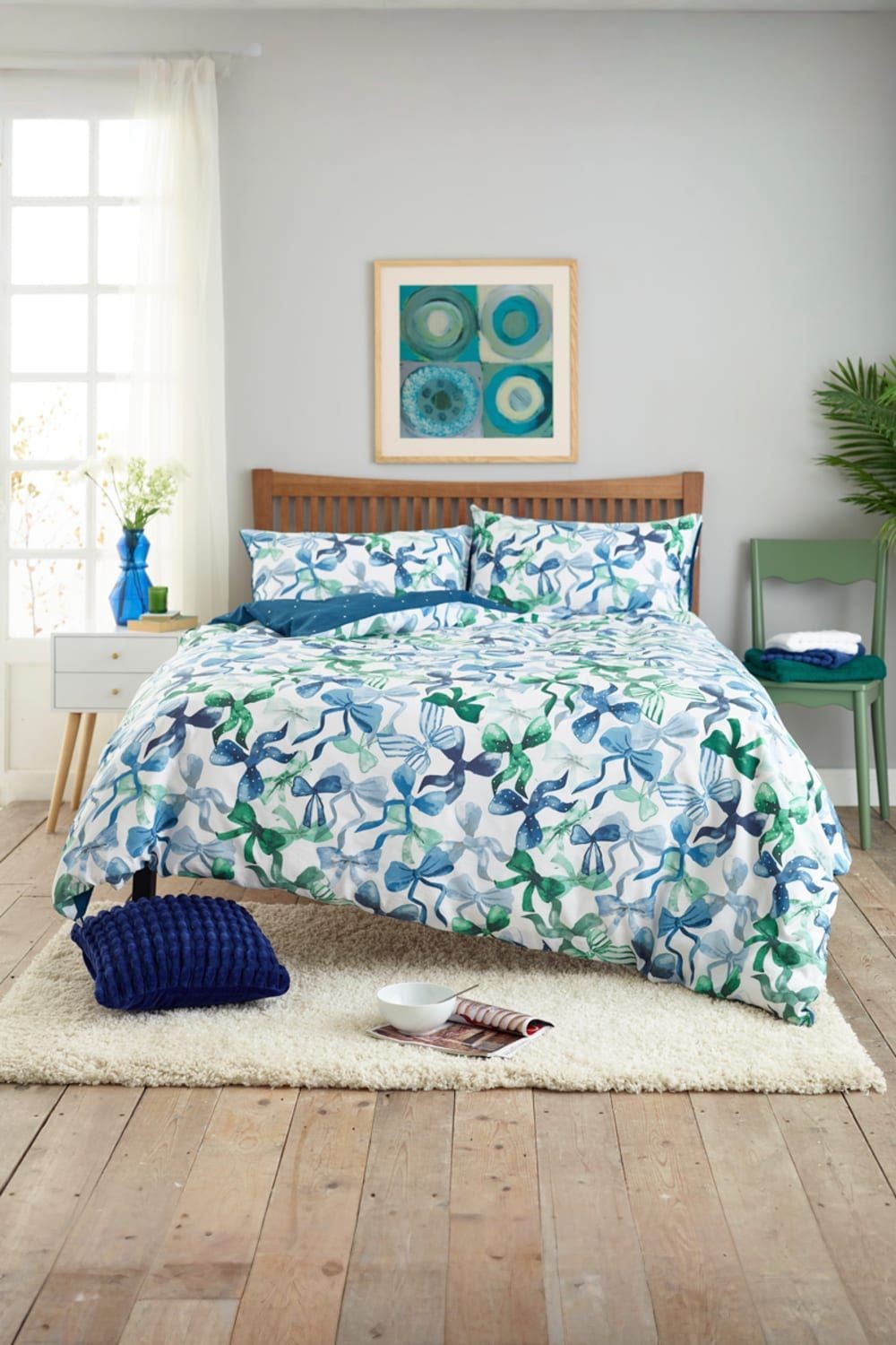 Deyongs Bows Blue Reversible King Size Duvet Set - image 2