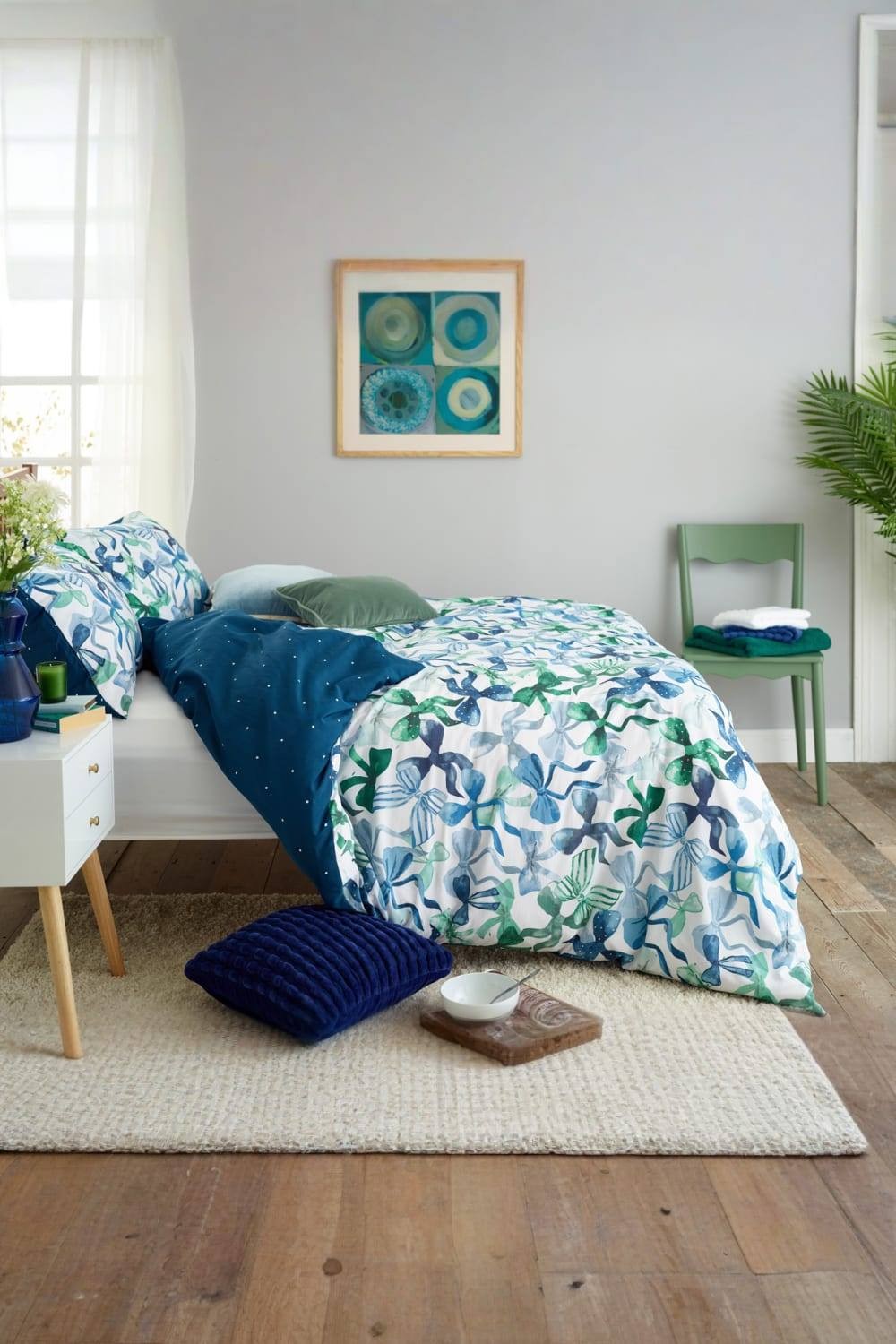 Deyongs Bows Blue Reversible Single Duvet Set - image 2