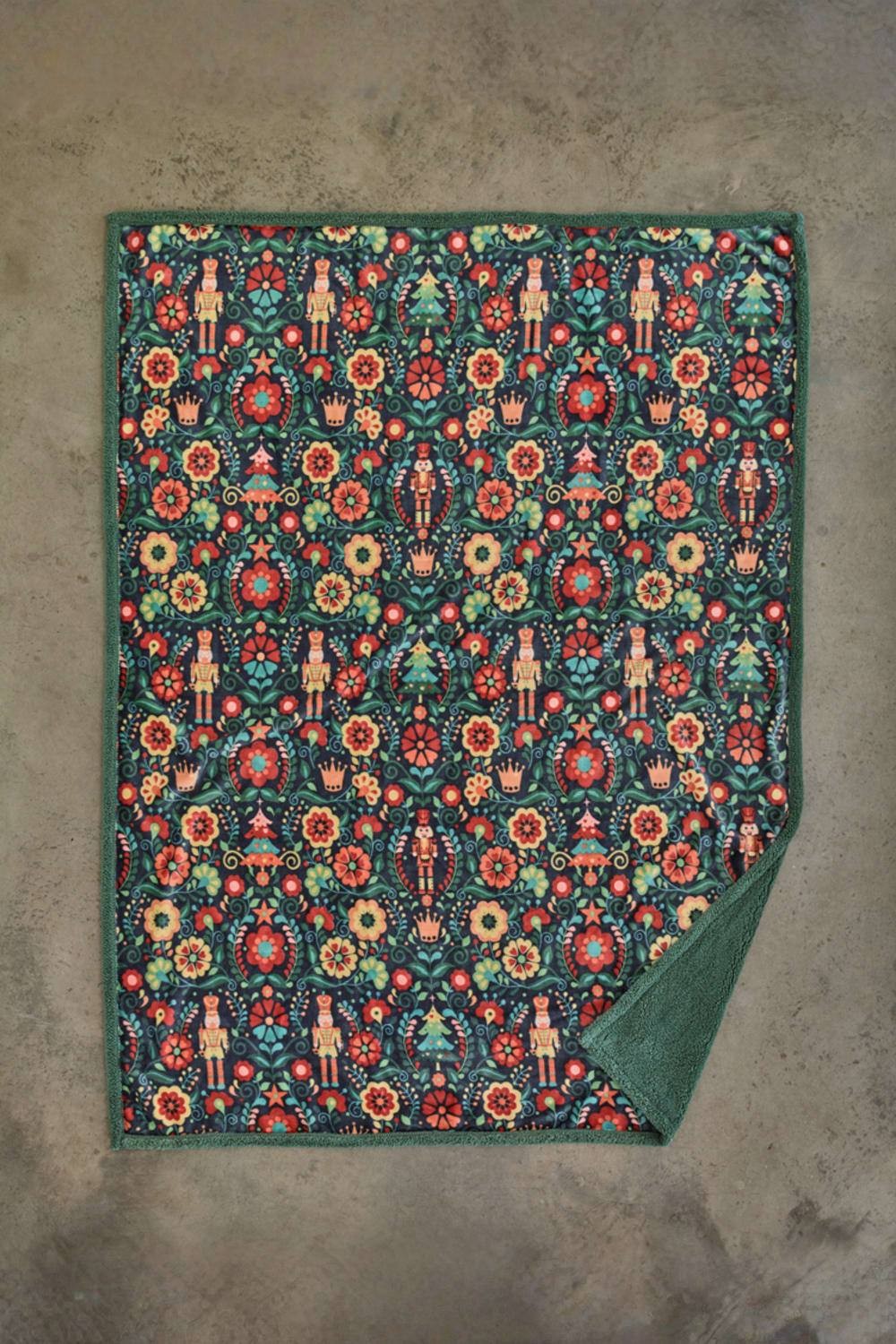 Deyongs Folkloric Nutcracker Navy Christmas Throw 130 x 170cm - image 2