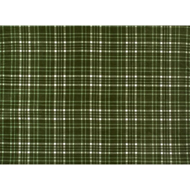 Soft olive green tartan blanket measuring 140x180cm, featuring a classic plaid pattern with white lines, ideal for cozying up or adding warmth to any space.