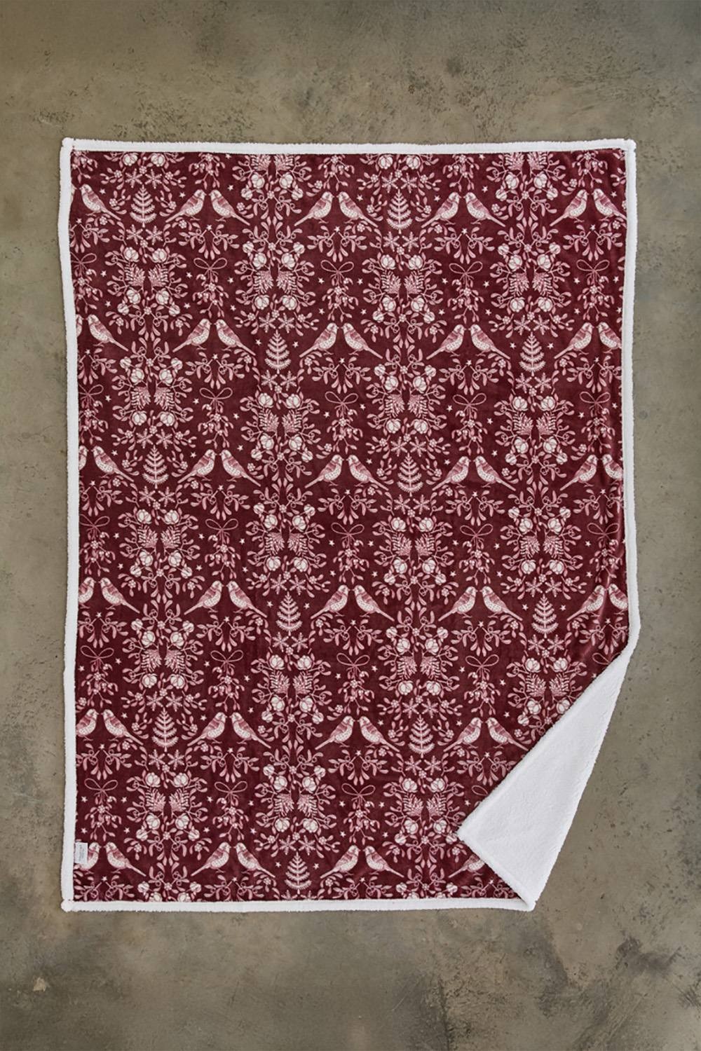 Deyongs Winter Birds Burgundy Throw 140 x 180cm - image 2
