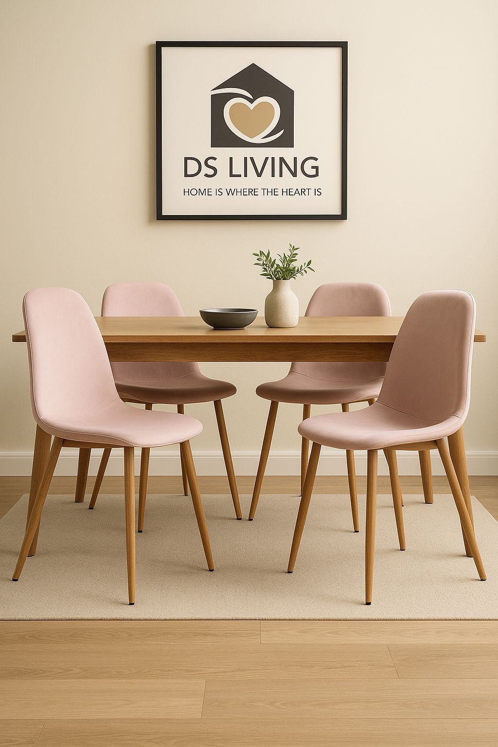DS Living Luxe Set of 2 Heavenly Pink Dining Chairs with Wood Printed Coating - image 3