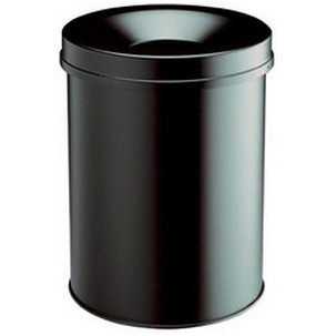 Black 60L waste bin made of durable material, featuring a smooth cylindrical design with a wide opening at the top for easy disposal.