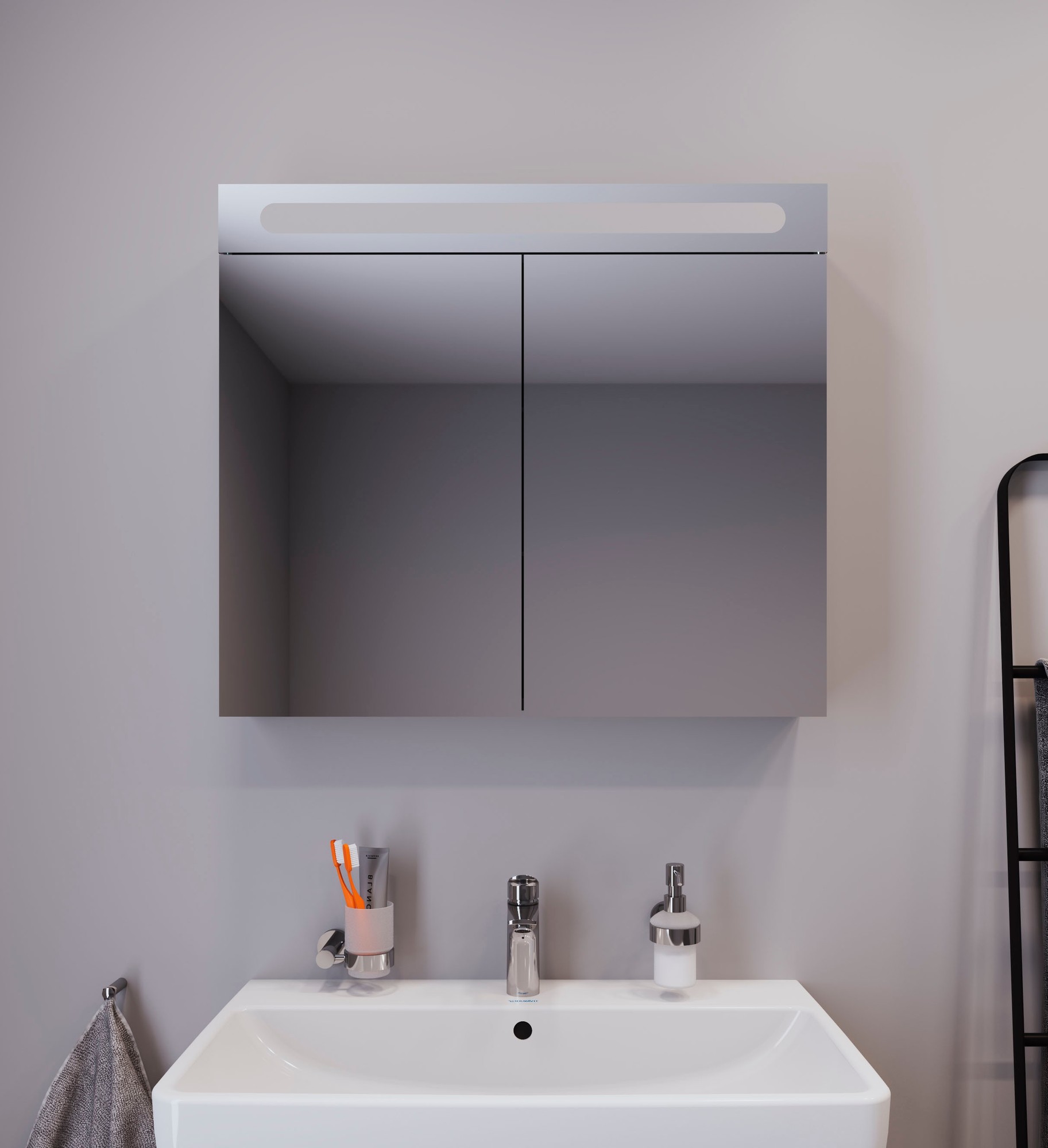 Duravit No.1 2 Door LED Mirror Cabinet 800 x 700mm - image 2