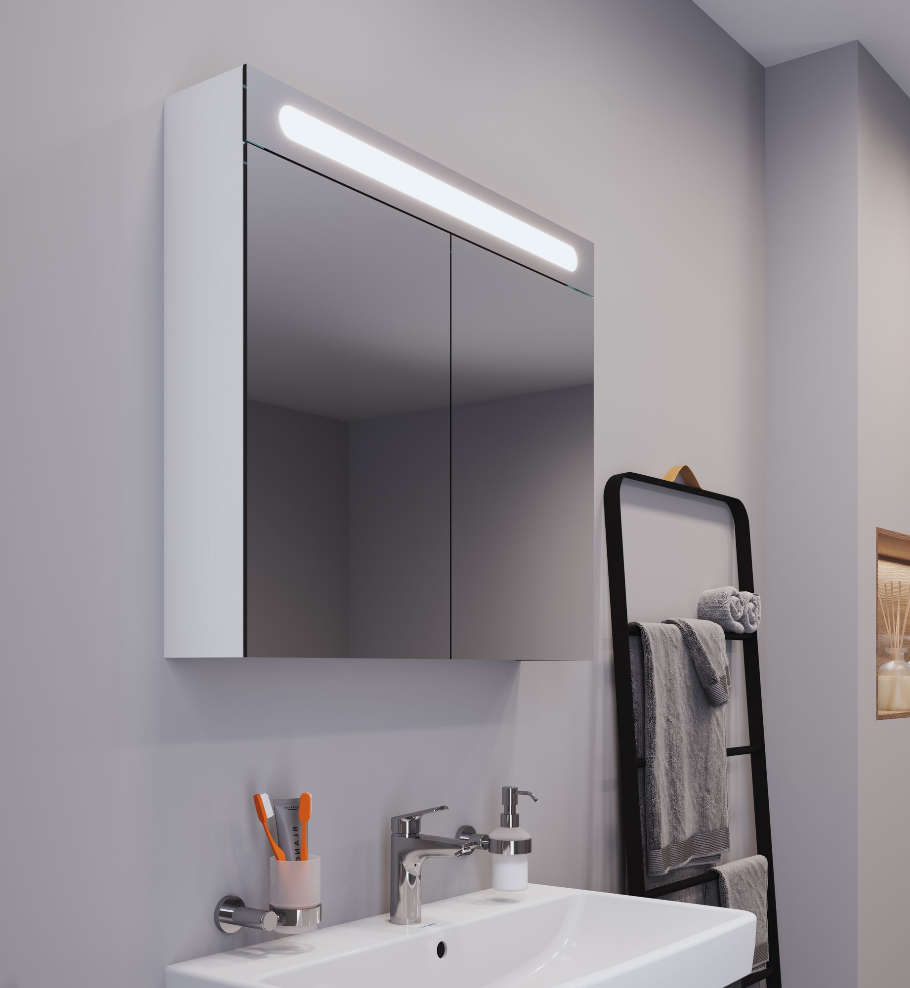 Duravit No.1 2 Door LED Mirror Cabinet 800 x 700mm - image 4