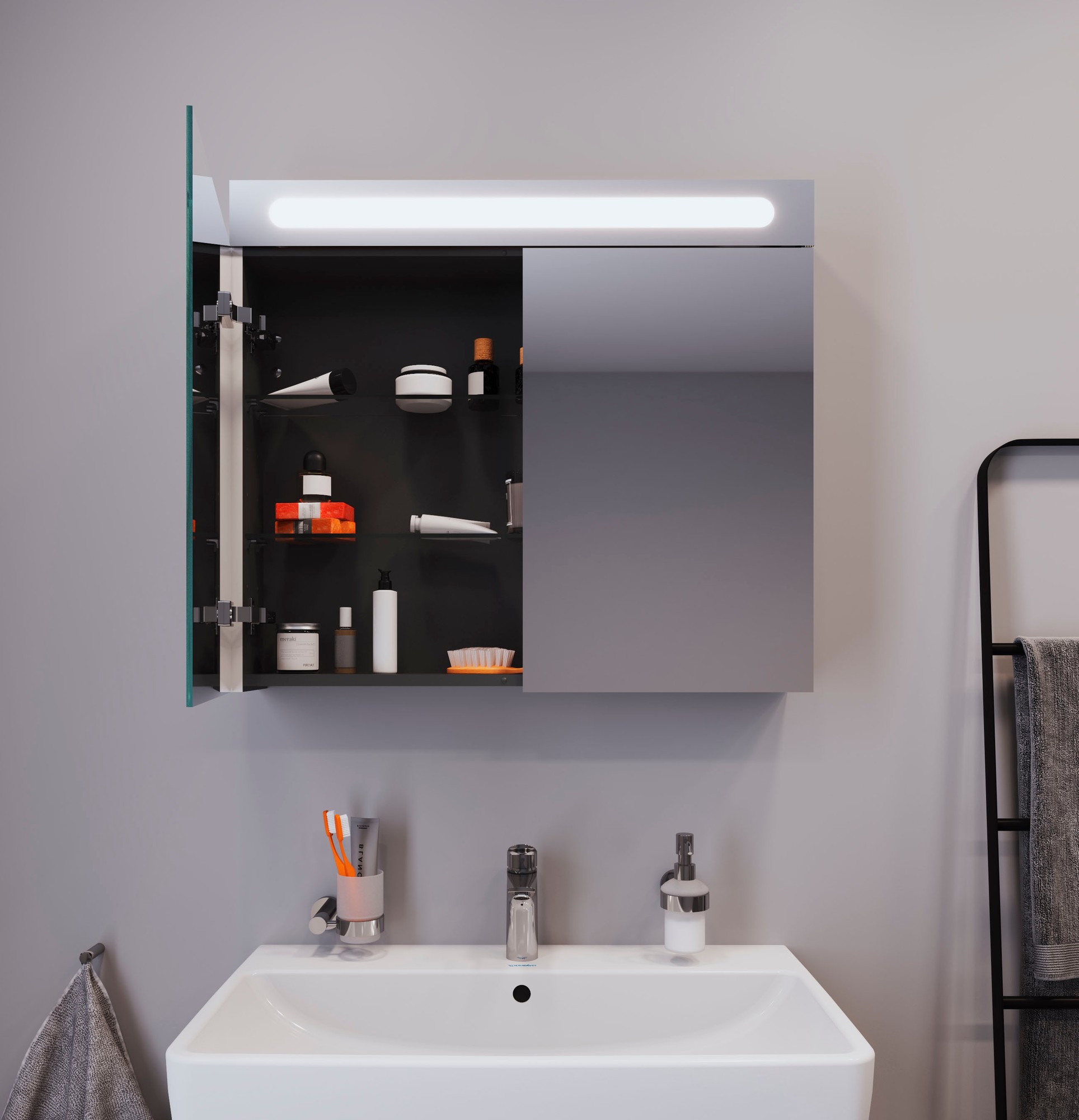 Duravit No.1 2 Door LED Mirror Cabinet 800 x 700mm - image 5