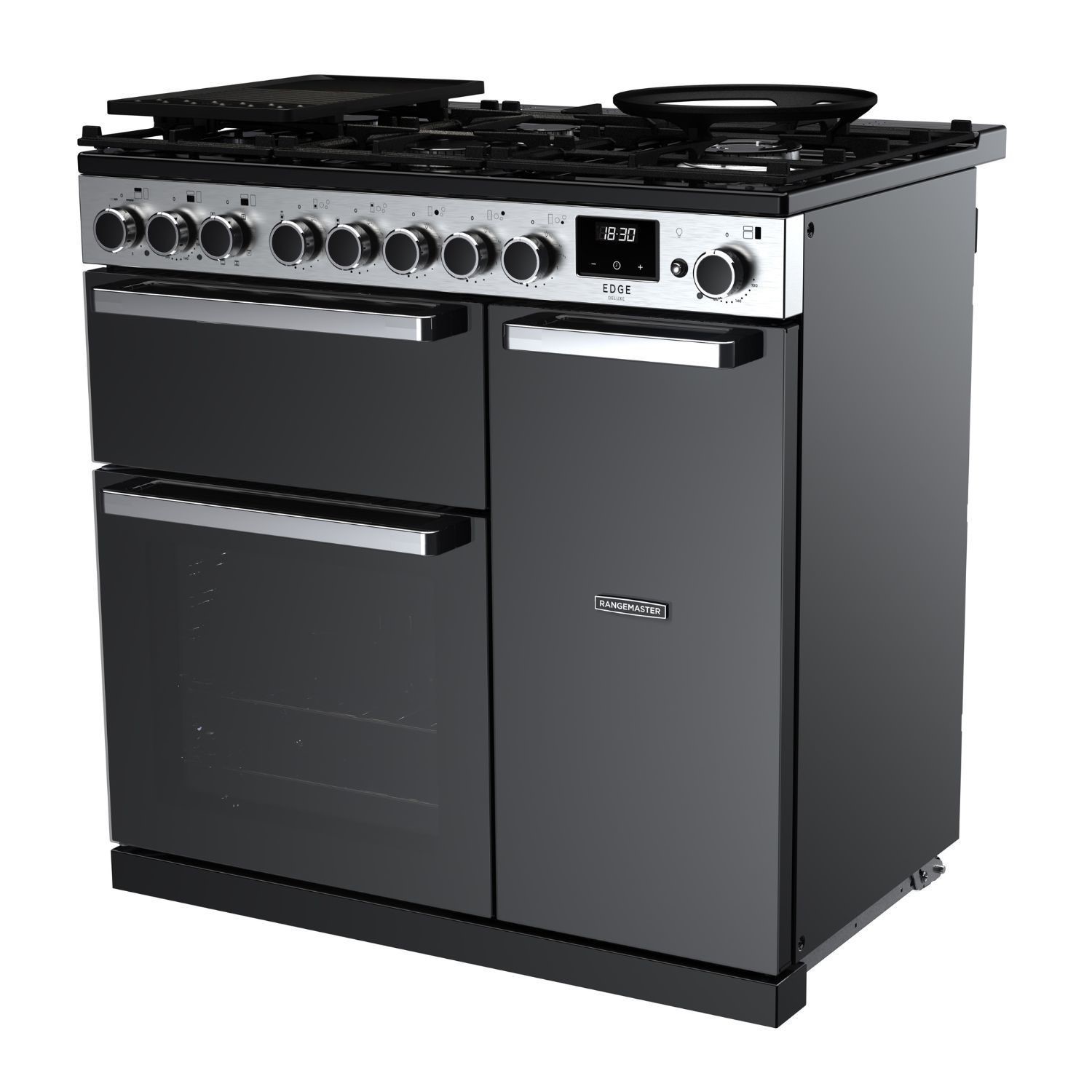 Edge Deluxe 90cm Dual Fuel Black Glass/Chrome - image 2