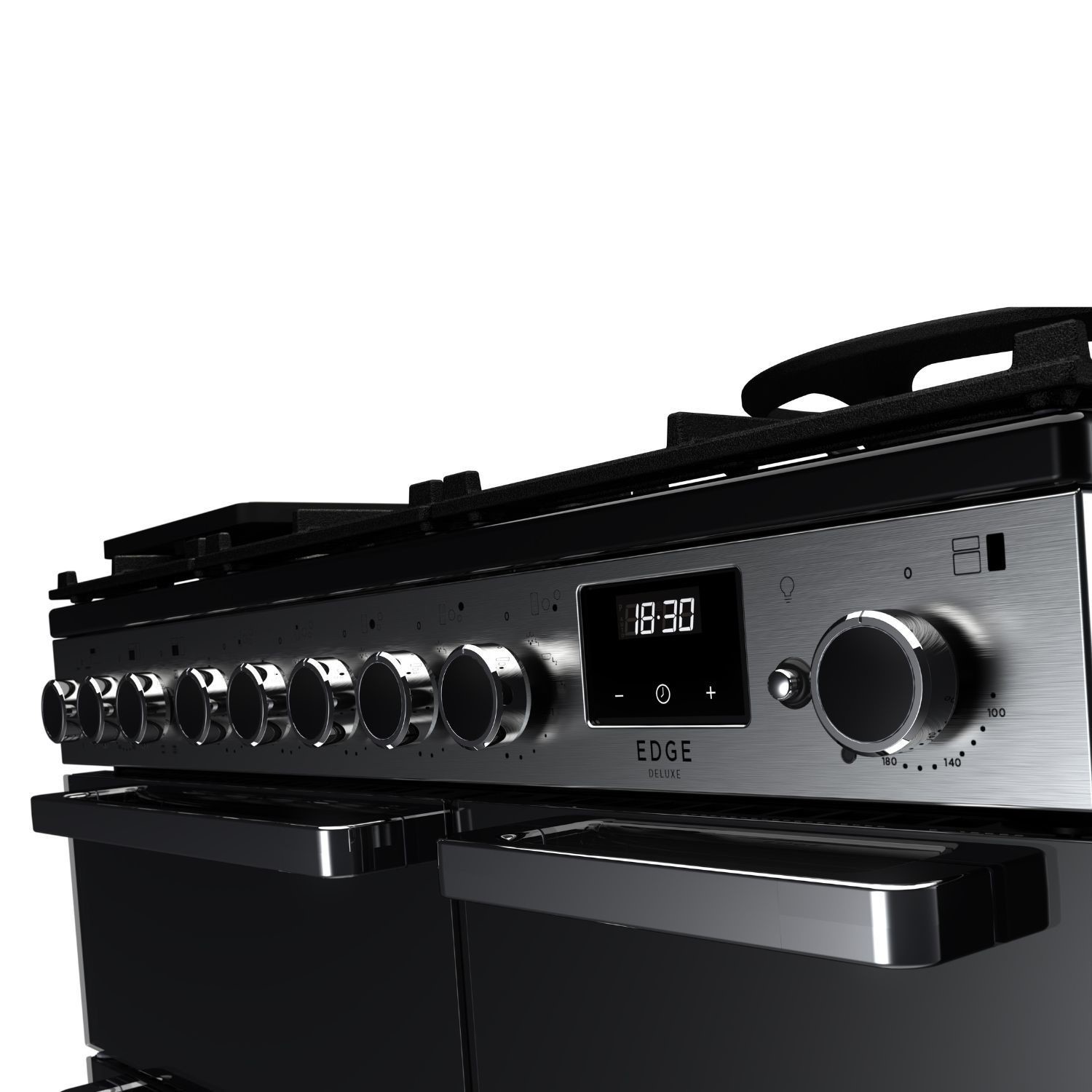 Edge Deluxe 90cm Dual Fuel Black Glass/Chrome - image 3