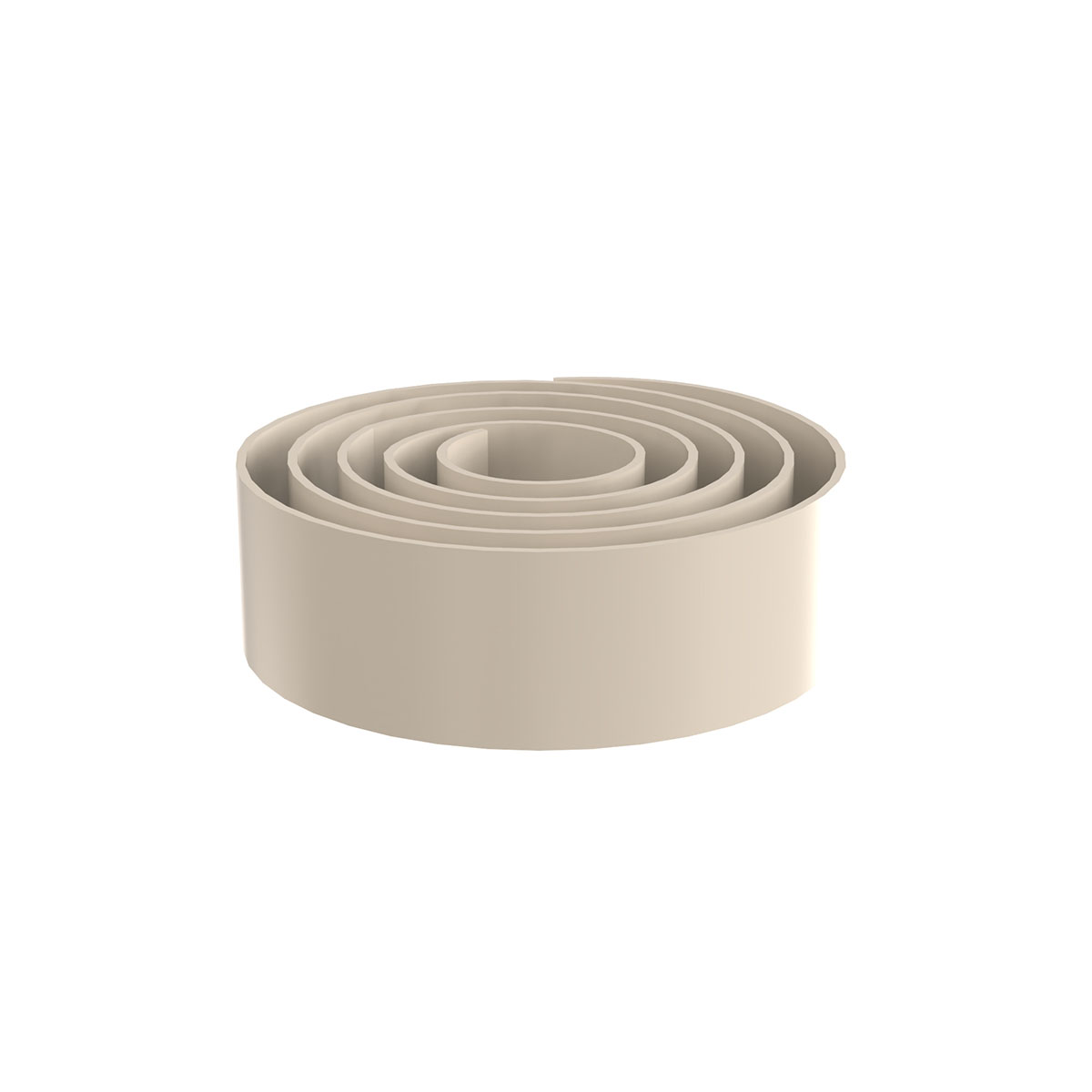 Ultra matte cashmere edging tape in a soft beige color, measuring 25mm wide by 50m long, coiled neatly for easy use, ideal for kitchen or furniture applications.