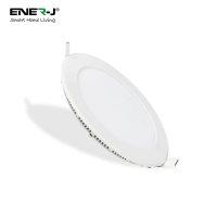 Round, white LED mini panel light with a smooth surface, 120mm diameter, designed for recessed installation, featuring a CE driver and 4000K color temperature, sold in a pack of four.