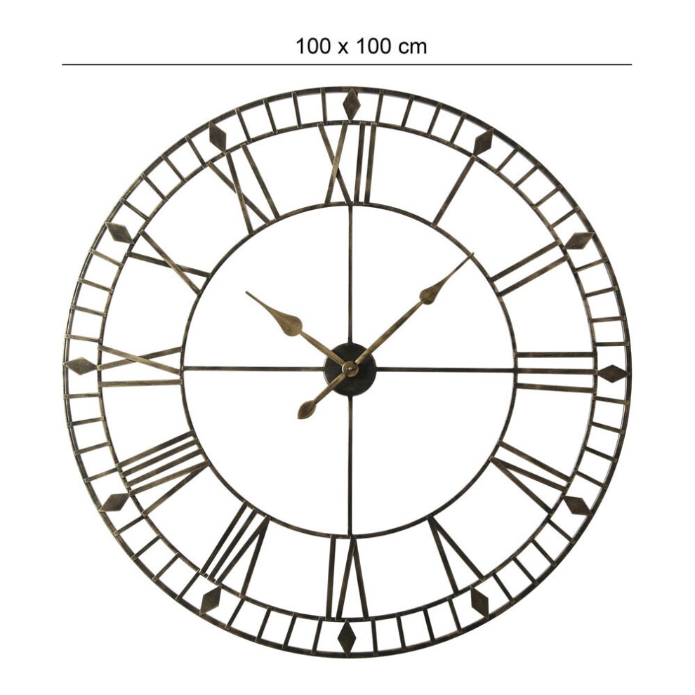EOS Black Gold Skeleton Wall Clock with Roman Numerals 100cm - image 3