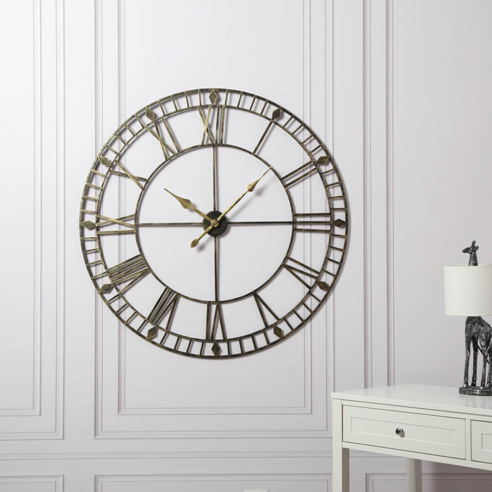 EOS Black Gold Skeleton Wall Clock with Roman Numerals 100cm - image 4