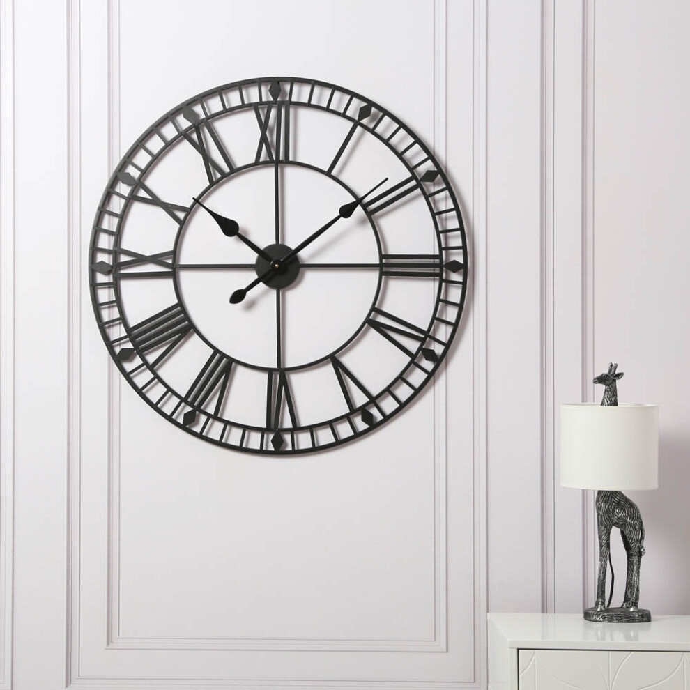 EOS Black Skeleton Wall Clock with Roman Numerals 80cm - image 4