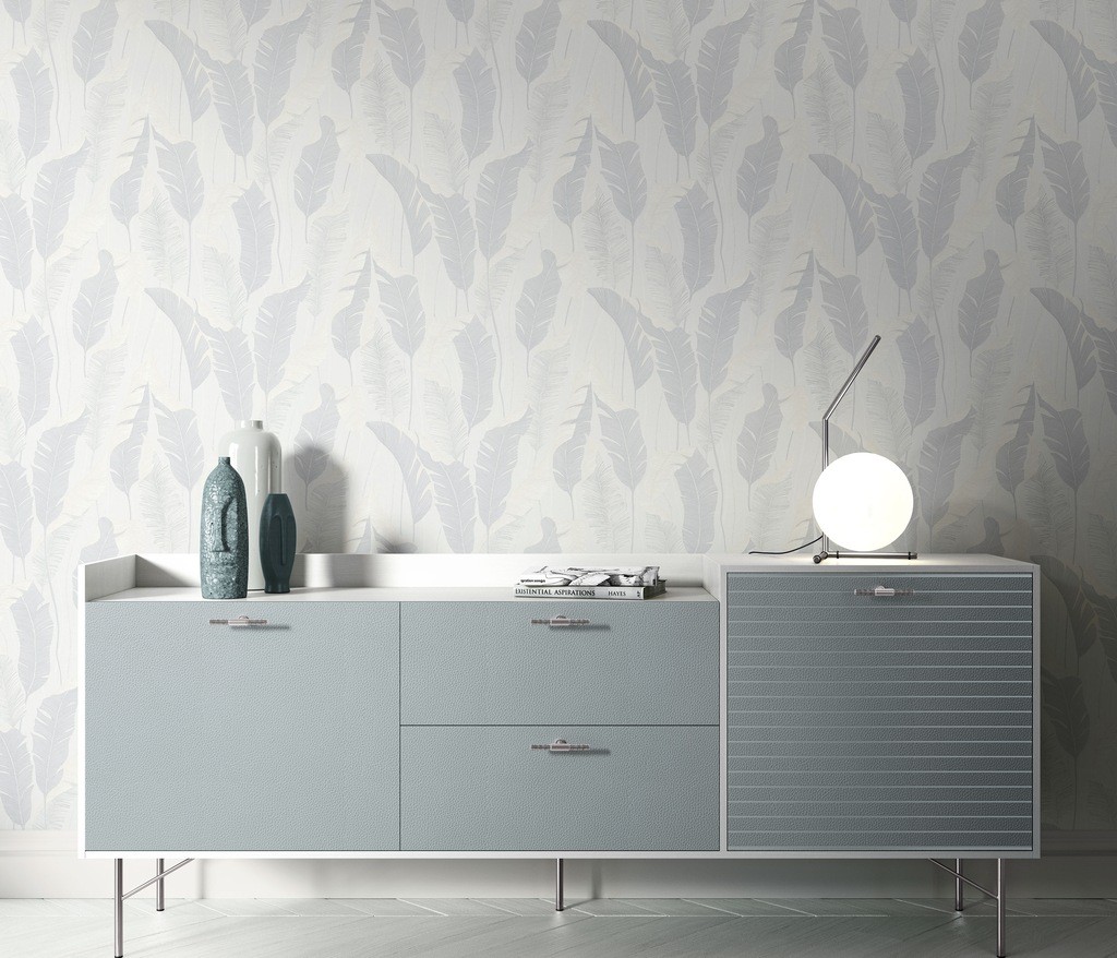 Erismann Arwen Leaf Grey PVC Free Wallpaper - image 4