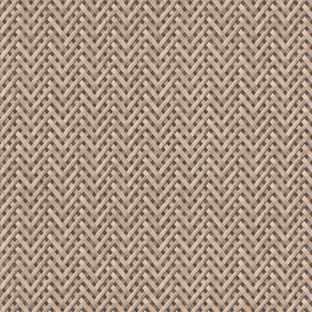 Textured 3D vinyl wallpaper featuring a woven wicker pattern in warm beige tones, designed for easy application on flizelin backing.