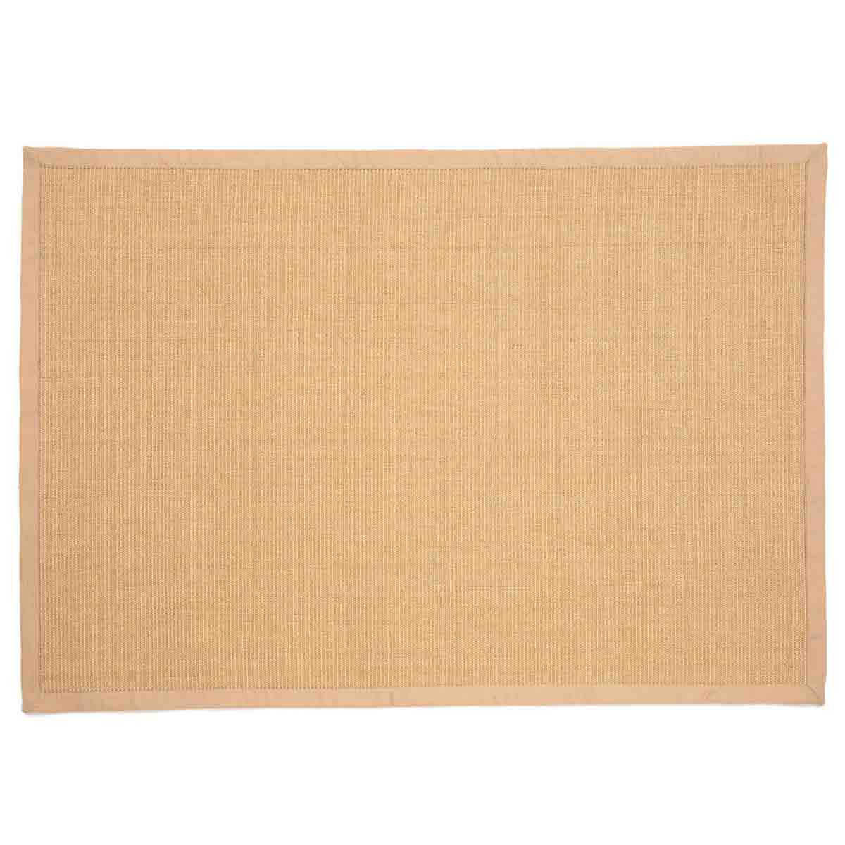Beige boucle rug made from sisal and jute, measuring 200x290cm, featuring a soft pink border for added elegance.