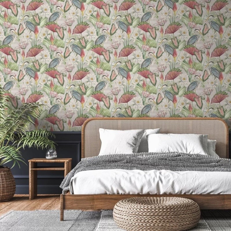 Esselle Home Waterlily Lake Linen Multicolour Wallpaper - image 2