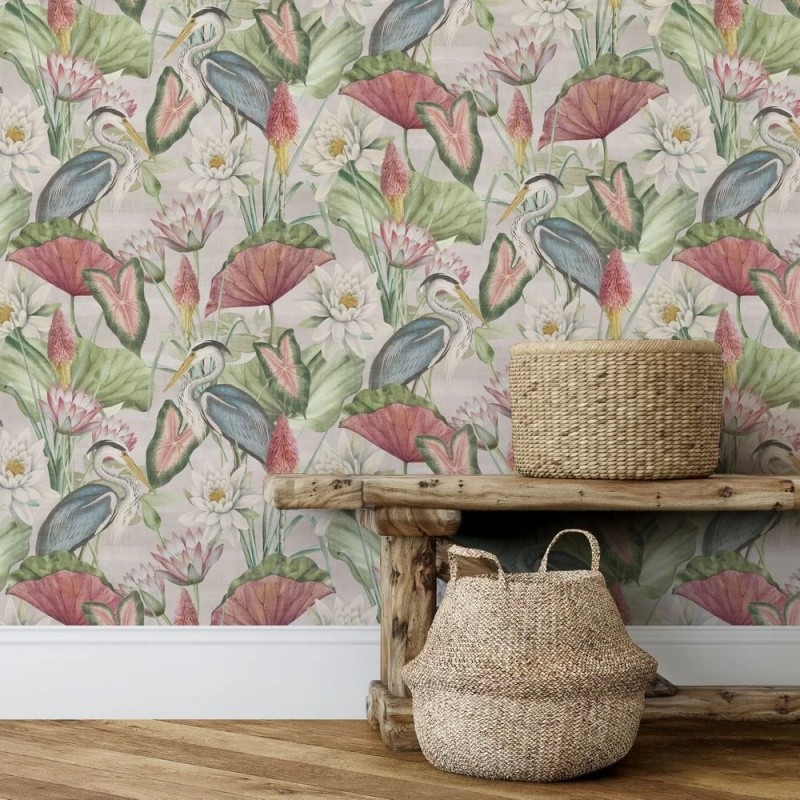 Esselle Home Waterlily Lake Linen Multicolour Wallpaper - image 4