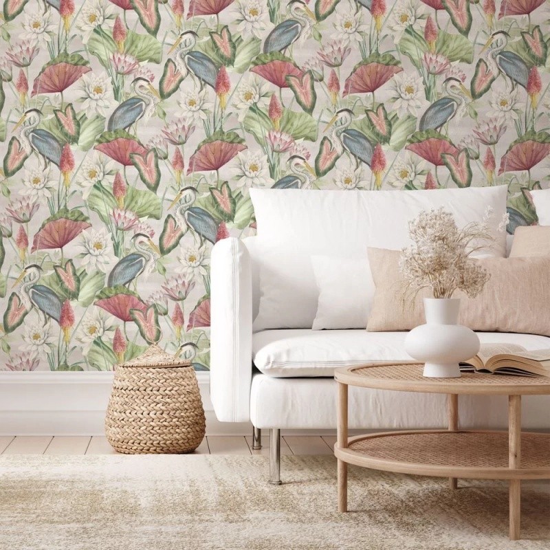 Esselle Home Waterlily Lake Linen Multicolour Wallpaper - image 5