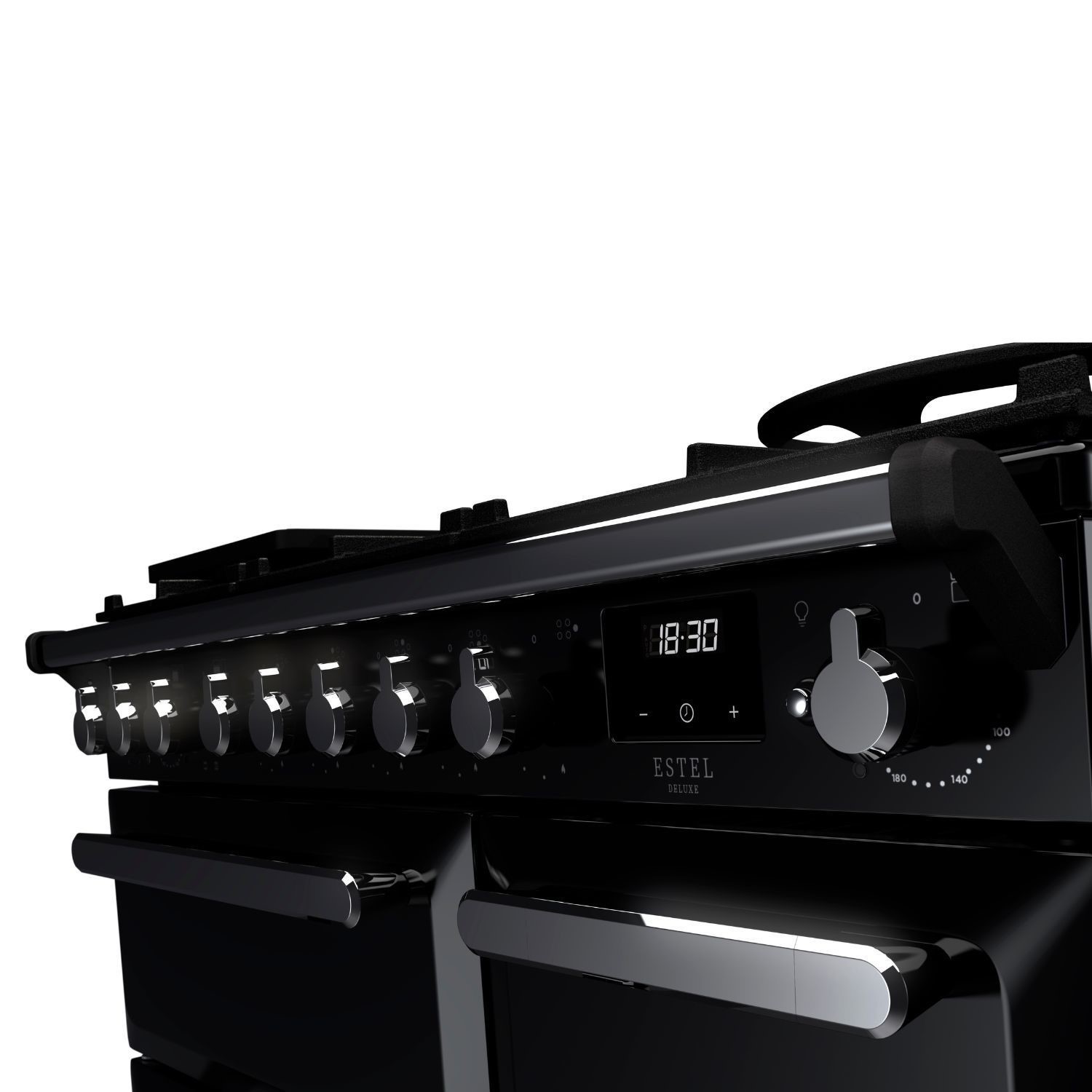 Estel Deluxe 90cm Dual Fuel Range Cooker, Black/Chrome - image 3
