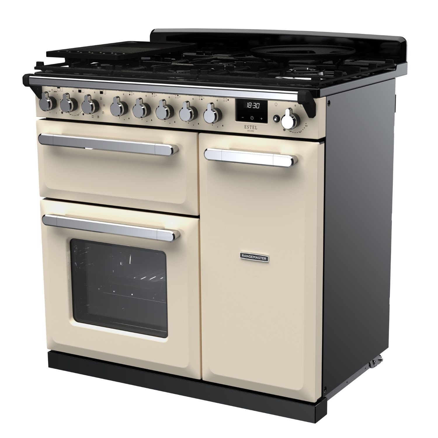 Estel Deluxe 90cm Dual Fuel Range Cooker, Pale Cream/Chrome - image 2
