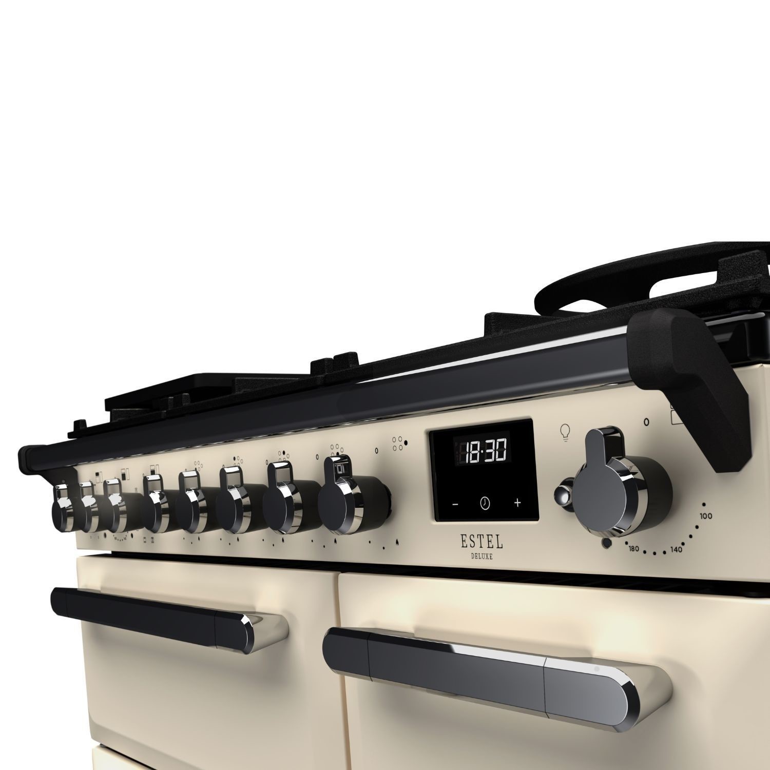 Estel Deluxe 90cm Dual Fuel Range Cooker, Pale Cream/Chrome - image 3