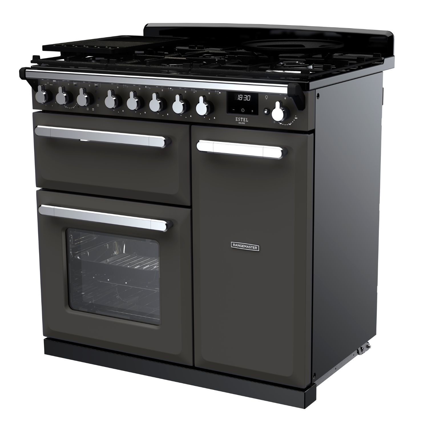 Estel Deluxe 90cm Dual Fuel Range Cooker, Slate/Chrome - image 2