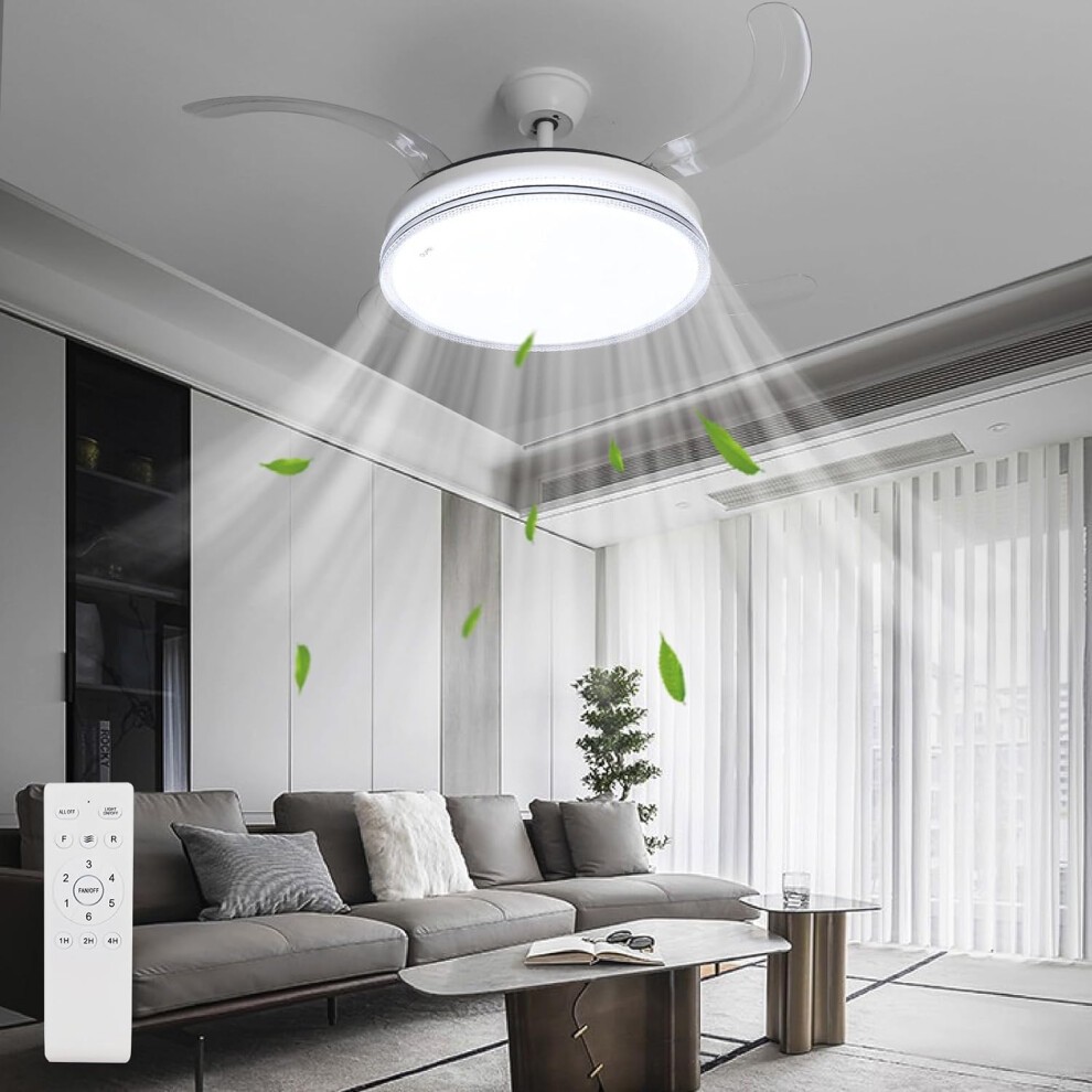 ExtraStar 42 inch Glitter Edge Retractable Blades LED Ceiling Fan Light with Remote - image 4