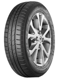 Black Falken SINCERA SN110 tire with a tread pattern designed for efficiency, labeled with size 185/65 R15 88T, showcasing a sleek, modern design and smooth sidewall.