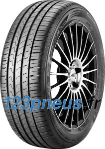 Black runflat tire with a sleek tread pattern, labeled "Falken ZIEX ZE310 ECORUN," featuring a 225/55 R17 size and a shiny multi-spoke alloy wheel design.
