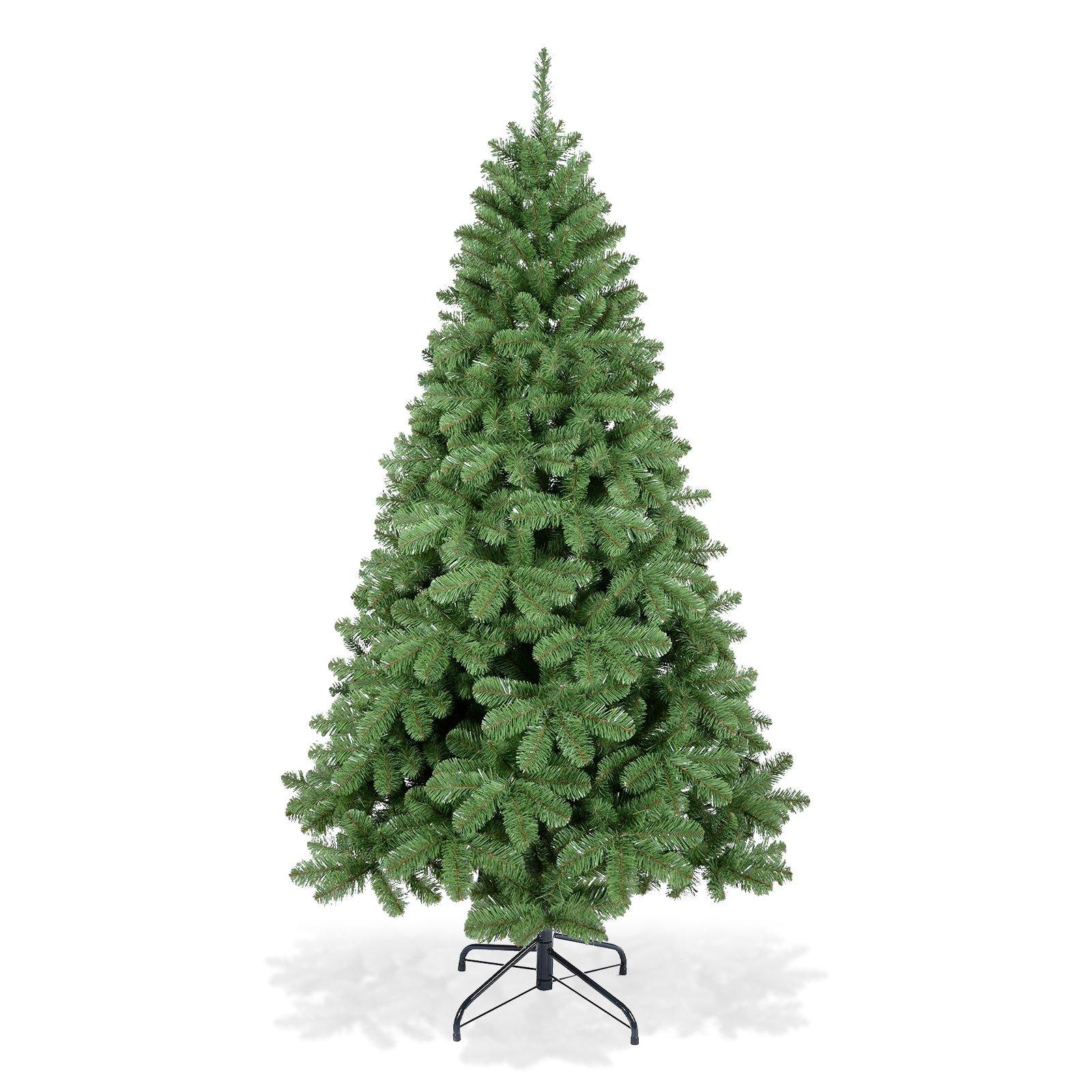 6ft luxury artificial Christmas tree in rich green, featuring dense, lifelike branches and a sturdy metal stand, perfect for festive holiday decor.