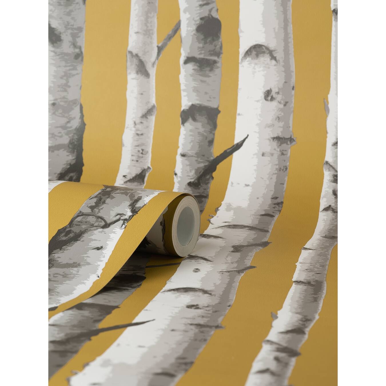 Fine Decor Birch Trees Mustard Wallpaper - image 2