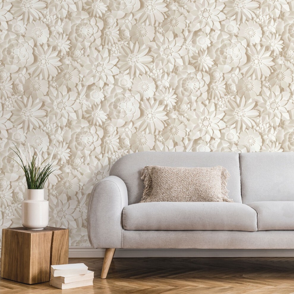 Fine Decor Dimensions Floral Natural Wallpaper - image 3