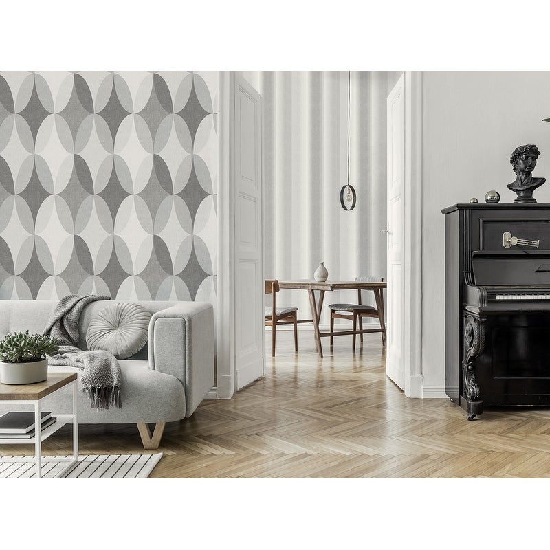 Fine Decor Kirby Oval Geo Charcoal Wallpaper - image 2